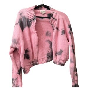 Pink and Grey Tie-Dye Women's crop top Sweater